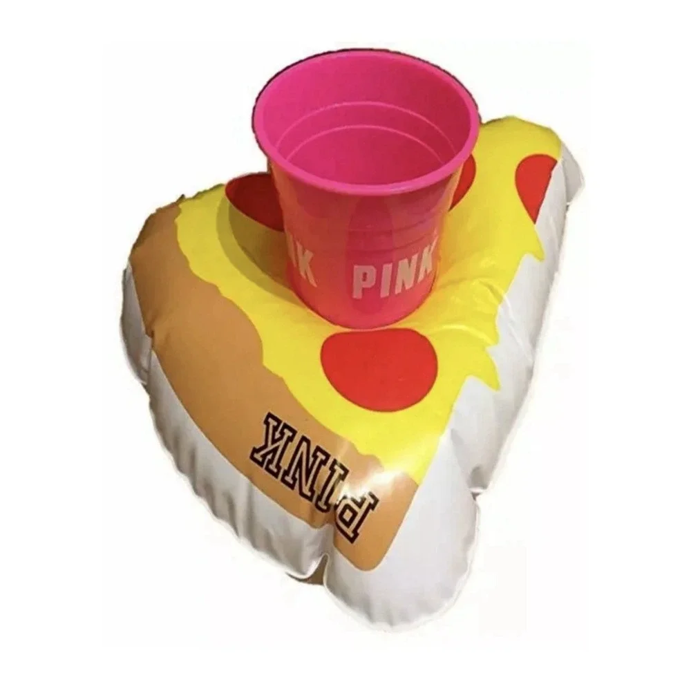 Victoria's Secret PINK Pizza Pool Float Drink Holder & Pink 8 oz‎ Drink Cup New